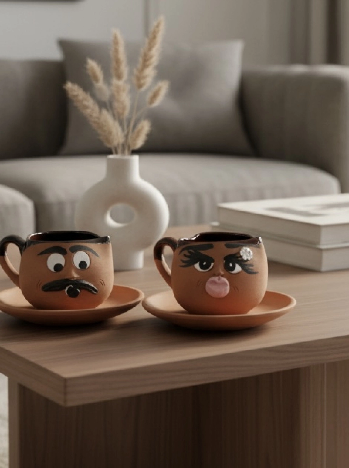 2’Li El Yapımı Çömlek Fincan