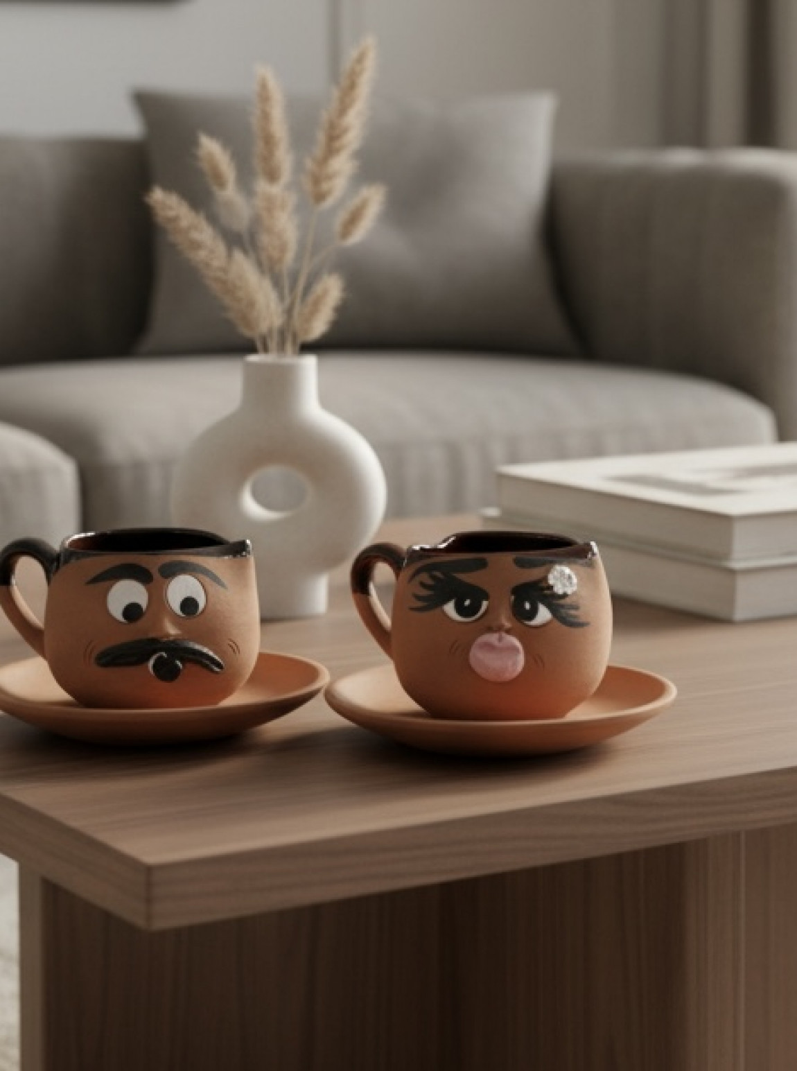 2’Li El Yapımı Çömlek Fincan