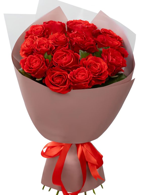 15 Büyük Boy Kırmızı Gül Buketi