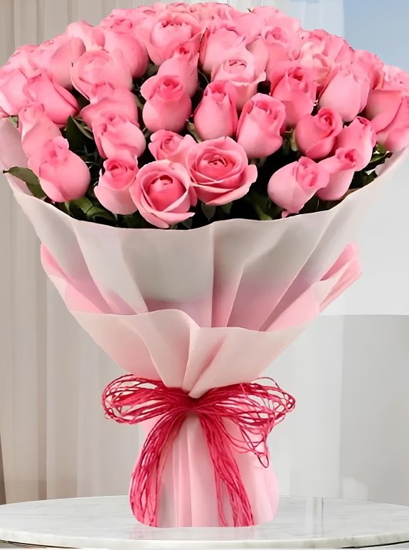 50 Adet Pembe Gül Buketi