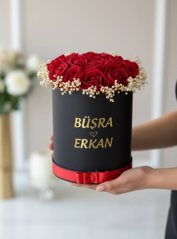Kırmızı Güller Kutuda Kişiye Özel